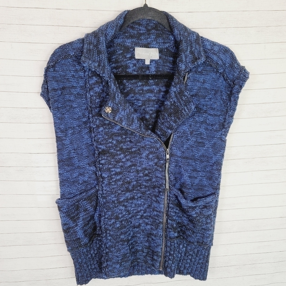MICHAEL STARS WOOL BLEND MOTO STYLE BLUE & BLACK VEST, SZ XS/S - Picture 1 of 8